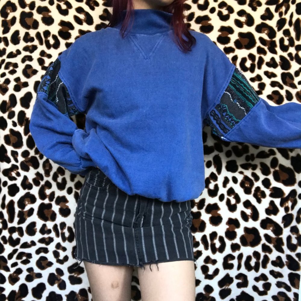 Blue Mock Neck Sweater